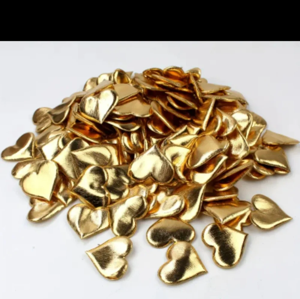 NEW 100 PIECE 3D CLOTH GOLDEN SHAPE HEARTS - WEDDINGS, BRIDAL PARTIES, EVENTS